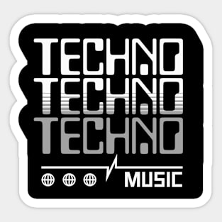 TECHNO  - Retro Computer Font  (Grey) Sticker